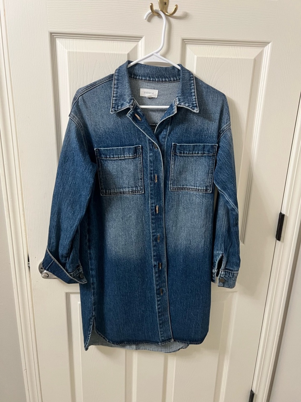 Evereve Denim Shirt Dress in Washed Blue